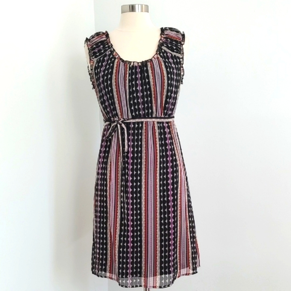 Merona Woman's Striped Geometric Semi Sheer Sleeveless Midi Dress/Size M